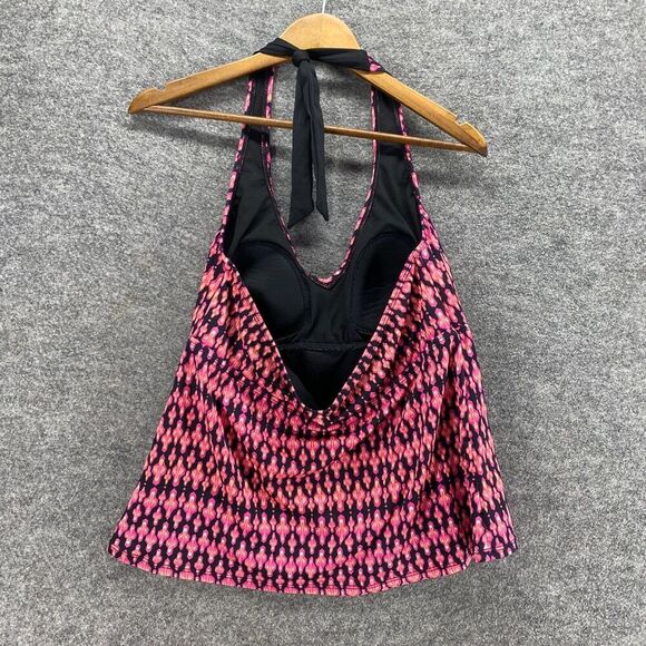 A New Approach Tankini Top Women 16W Plus Pink Striped Sleeveless Halter Neck - Picture 2 of 8